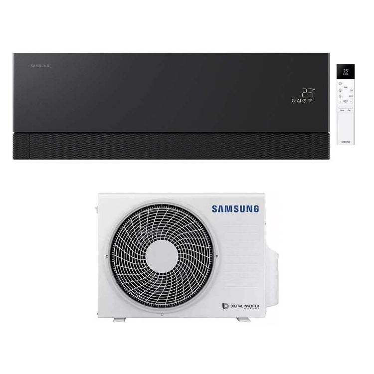 Samsung Monosplit-Klimagerät WINDFREE Première, Wandgerät, Inverter, WLAN, KI-Funktion, Soapstone Charcoal – Außengerät 2 kW, Innengerät 7000 BTU F-AR07PRB