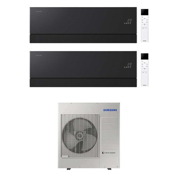 Samsung 2-fach-Split-Klimagerät WINDFREE Première, Wandgerät, Inverter, WLAN, Soapstone Charcoal – Außengerät R32 10 kW, Innengeräte 9000+12000 BTU AJ100TXJ5KG/EU+AR70H[09|12]C1ABNEU