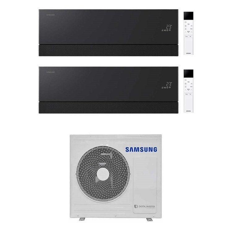 Samsung 2-fach-Split-Klimagerät WINDFREE Première, Wandgerät, Inverter, WLAN, Soapstone Charcoal – Außengerät R32 6,8 kW, Innengeräte 9000+12000 BTU AJ068TXJ3KG/EU+AR70H[09|12]C1ABNEU