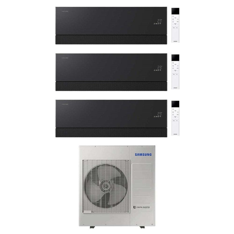 Samsung 3-fach-Split-Klimagerät WINDFREE Première, Wandgerät, Inverter, WLAN, Soapstone Charcoal – Außengerät R32 10 kW, Innengeräte 9000+12000+12000 BTU AJ100TXJ5KG/EU+AR70H[09|12|12]C1ABNEU