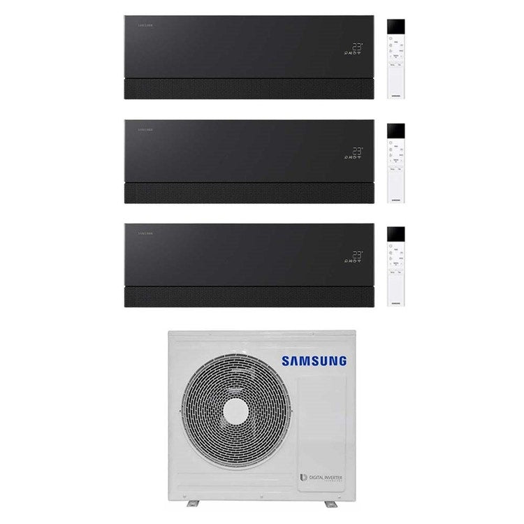 Samsung 3-fach-Split-Klimagerät WINDFREE Première Plus, Wandgerät, Inverter, WLAN, Soapstone Charcoal – Außengerät R32 8 kW, Innengeräte 7000+12000+12000 BTU AJ080TXJ4KG/EU+AR70H[07|12|12]CAABNEU