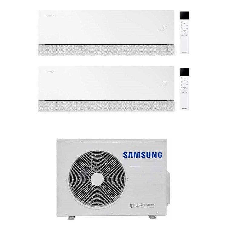 Samsung 2-fach-Split-Klimagerät WINDFREE Première, Wandgerät, Inverter, WLAN, Essential White – Außengerät R32 5,2 kW, Innengeräte 7000+12000 BTU AJ052TXJ3KG/EU+AR70H[07|12]C1AWNEU