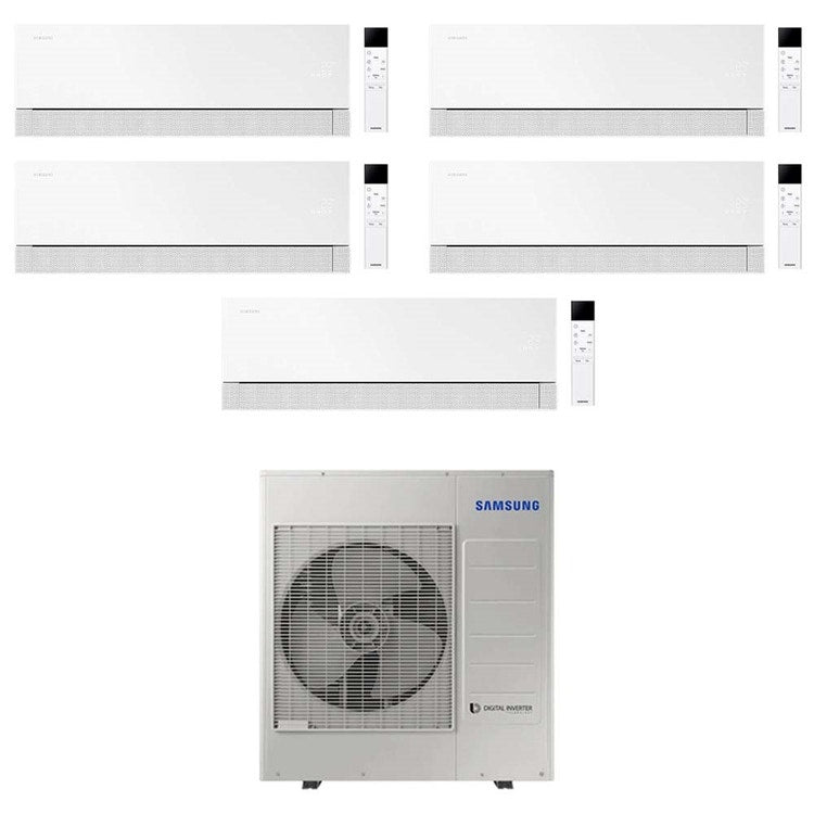 Samsung 5-fach-Split-Klimagerät WINDFREE Première Plus, Wandgerät, Inverter, WLAN, Essential White – Außengerät R32 10 kW, Innengeräte 7000+9000+9000+12000+12000 BTU AJ100TXJ5KG/EU+AR70H[07|09|09|12|12]CAAWNEU
