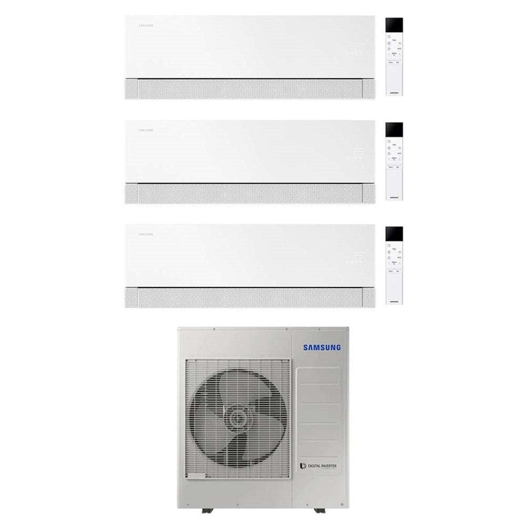 Samsung 3-fach-Split-Klimagerät WINDFREE Première, Wandgerät, Inverter, WLAN, Essential White – Außengerät R32 10 kW, Innengeräte 7000+9000+18000 BTU AJ100TXJ5KG/EU+AR70H[07|09|18]C1AWNEU