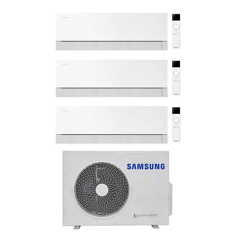 Samsung 3-fach-Split-Klimagerät WINDFREE Première Plus, Wandgerät, Inverter, WLAN, Essential White – Außengerät R32 5,2 kW, Innengeräte 9000+9000+12000 BTU AJ052TXJ3KG/EU+AR70H[09|09|12]CAAWNEU
