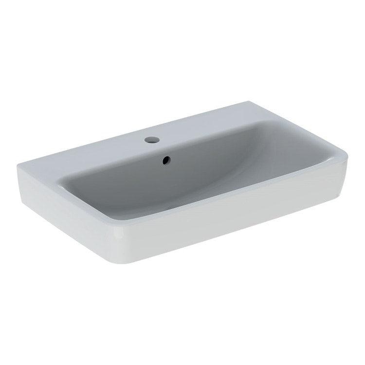 Geberit Waschbecken L. 63 cm, mit Wasserhahnloch und Überlauf, Weiß, glänzende Oberfläche SELNOVA COMPACT 501.890.00.7