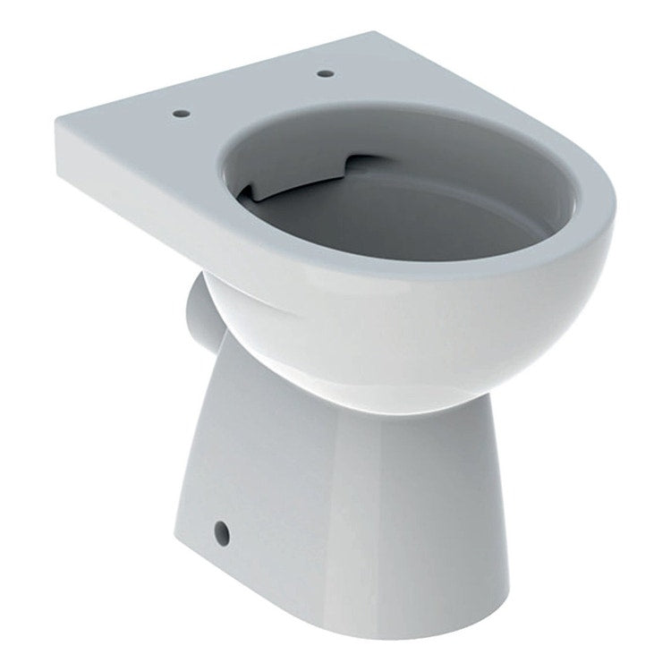 Geberit Stand-WC mit Rückstopp, verdeckte Befestigung, ohne Rand und ohne Sitz, Weiß glänzende Oberfläche SELNOVA COMPACT 500.480.01.7