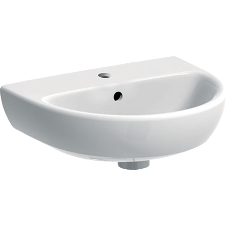 Geberit Waschbecken L. 45 cm, mit Armaturenloch und Überlauf, Weiß, glänzende Oberfläche SELNOVA 500.324.01.7