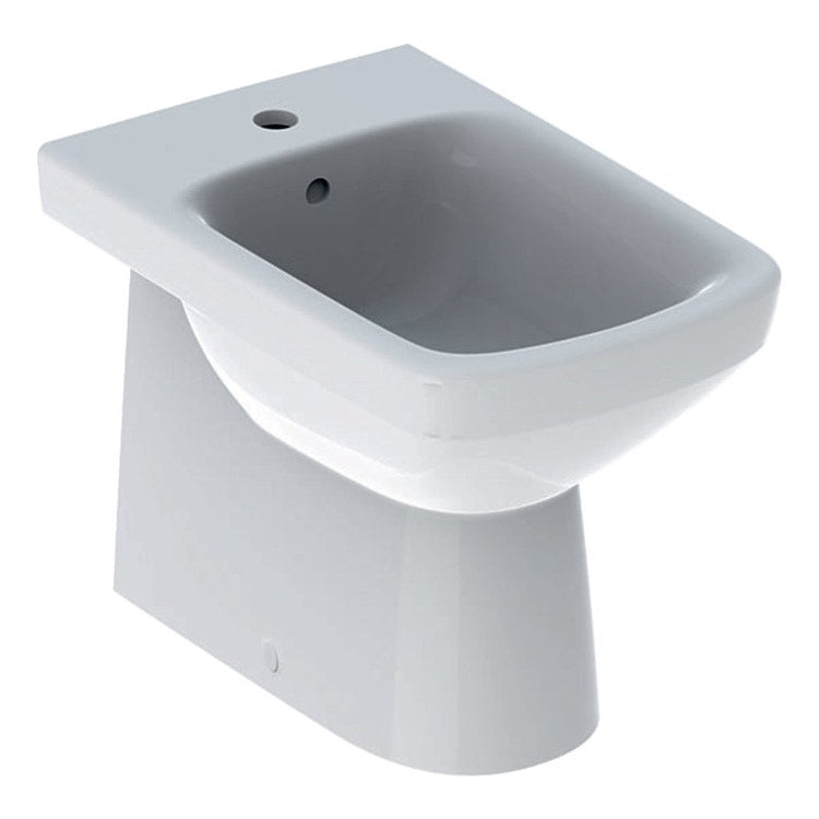 Geberit Boden-Bidet, wandbündig, mit Armaturenloch und Überlauf, mit verdeckten Befestigungen, Weiß, glänzende Ausführung SELNOVA SQUARE 500.483.01.1