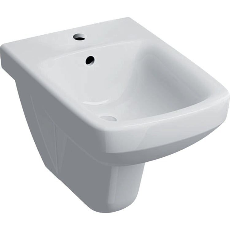 Geberit Wandhängendes Bidet, mit Armaturenloch und Überlauf, Weiß, glänzende Oberfläche SELNOVA SQUARE 500.271.01.1