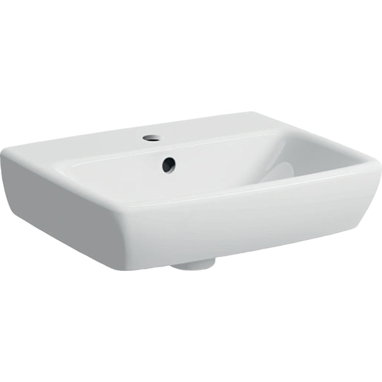 Geberit Waschbecken L. 45 cm, mit Armaturenloch und Überlauf, Weiß, glänzende Oberfläche SELNOVA SQUARE 500.322.01.1