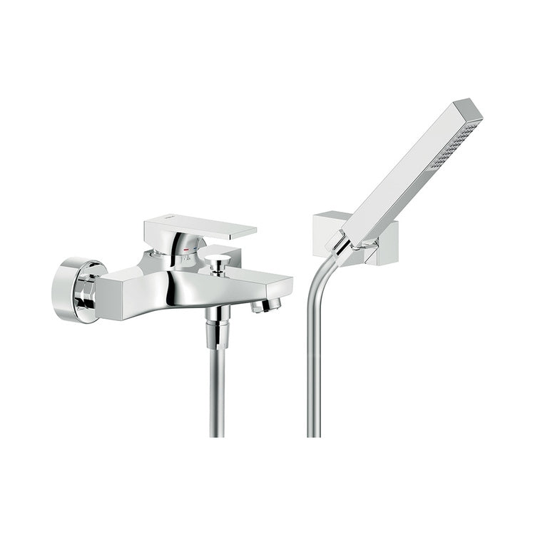Nobili Einhebel-Wannenmischer, Außeneinbau, Duschset mit Einstrahldusche und Halterung, Chromfinish SEVEN SE124110CR