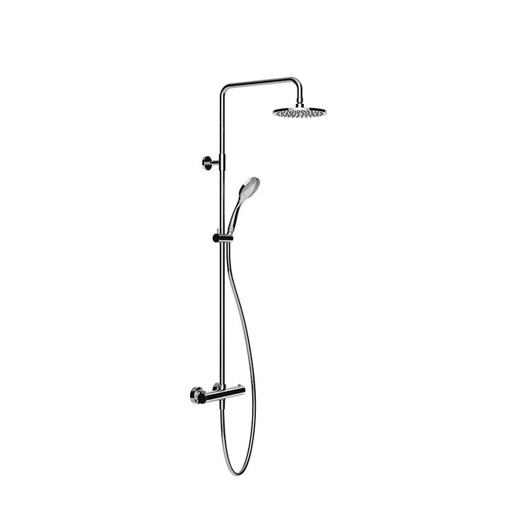 Gessi Wandthermostatmischer mit Duschkopf, automatischer Umsteller für Bad/Dusche, 150 cm Schlauch, Höhenverstellbare Stange und kalkfreie Handbrause, Chromoberfläche EMPORIO SHOWER 35181#031