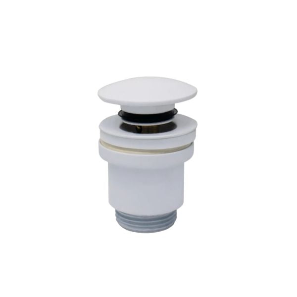 Click Clack Wasserhahn aus weißem Messing mit glänzender weißer Keramikkappe und Zentralschraube SK34001