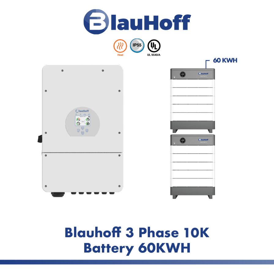 Blauhoff Home 10K/60 kWh LV 3 Fase Systeem Powerpack IP55 100aH 1C Charge/Discharge