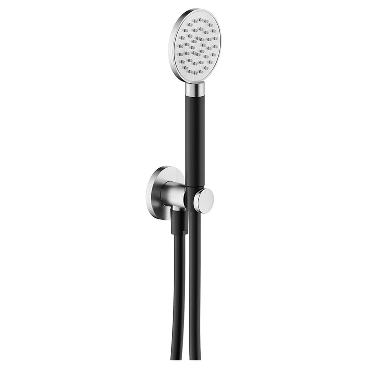 Nobili Duschset mit Wasseranschluss, Handbrause, festem Brausehalter und 150 cm Schlauch, gebürstete Edelstahloberfläche SHOWER AD146/54IX