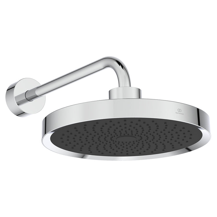 Ideal Standard Wandarm-Set und runder Duschkopf 33 cm, mit LED-Licht, 1 Funktion, ohne Unterputzkörper, Chromoberfläche SOLOS A7887AA