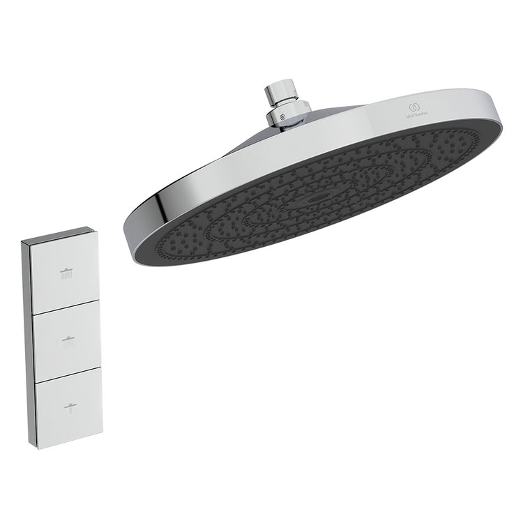 Ideal Standard Runder Duschkopf Ø 30 cm, 3 Strahlen, mit schwenkbarem Gelenk, Chrom-Finish SOLOS A7889AA