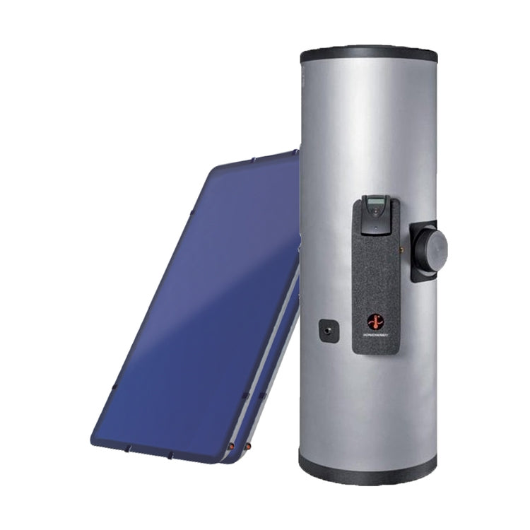 Sonnenkraft Solarsystem mit Zwangsumlauf mit 2 SKR Kollektoren, Fläche 5 m² und Warmwasserspeicher 300 l. COMPACT KIT SKR 3448