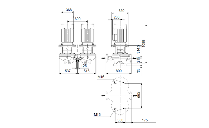 GRUNDFOS Einstufige Inlineepumpe TPD 125-300/4 A-F-A-BQQE-PW3 Art. 98742599
