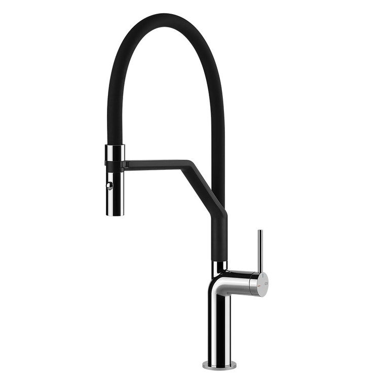 Gessi Semi-Pro Einhebelmischer schwenkbar, mit Brausekopf mit Doppelfunktion, mit Brausehalter Gessi-Easylock, für Spüle, Chromoberfläche STELO 60315#031