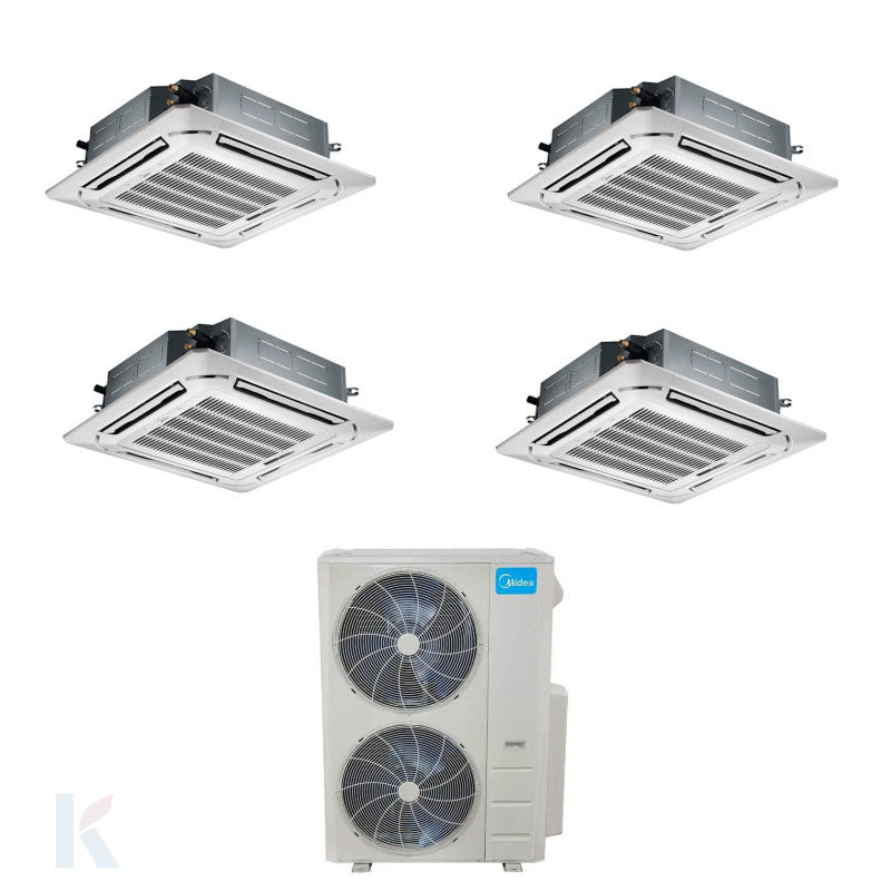 Solarics Midea 4x MCA4U-12HRFNX(GA) + 1x MOE30U-48HFN8-R(GA) – Super Slim 4-Way Multisplit Twin Quadruple Cassette Set