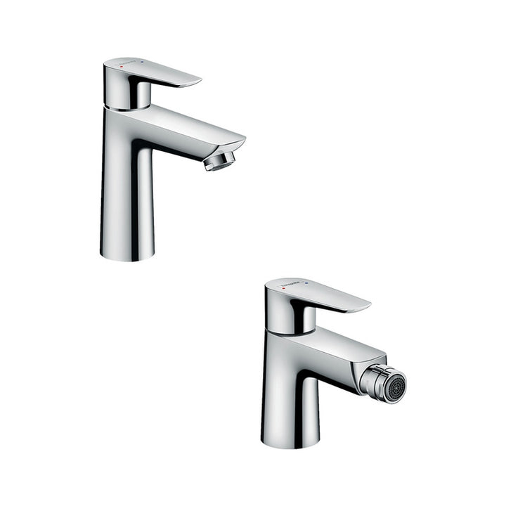 Hansgrohe Armaturen-Set mit Waschtischmischer mit Ablauf und Bidetmischer mit Ablauf, Chromoberfläche TALIS E SETALE002