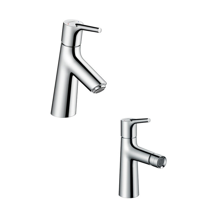 Hansgrohe Armaturen-Set mit Waschtischmischer mit Ablauf und Bidetmischer mit Ablauf, Chromoberfläche TALIS S SETTAL002