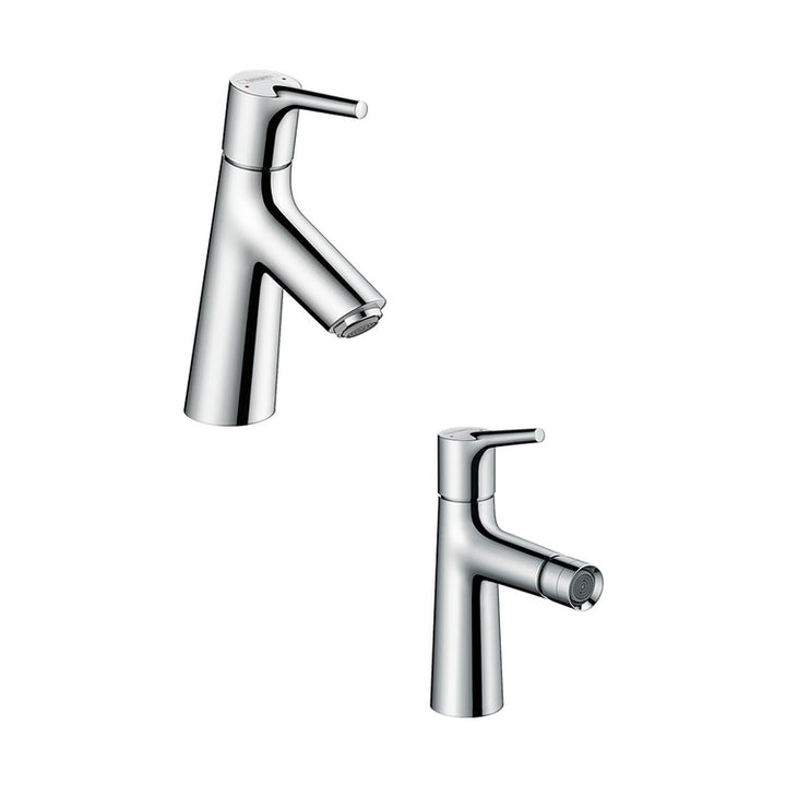 Hansgrohe Armaturen-Set mit Waschtischmischer mit Ablauf und Bidetmischer mit Ablauf, Chromoberfläche TALIS S SETTAL002