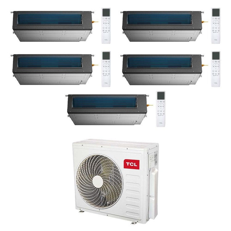 TCL 5-fach-Split-Klimagerät Kanalgerät, Inverter, WLAN – Außengerät R32 12,2 kW, Innengeräte 9000+12000+12000+12000+12000 BTU MT4250+MN[09|12|12|12|12]DW1