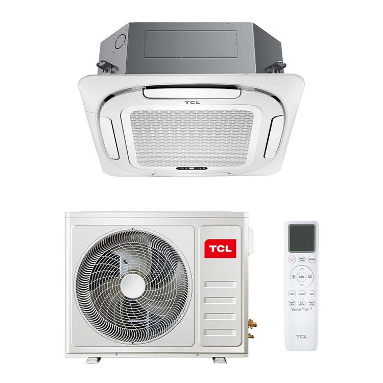 TCL Monosplit-Klimagerät 4-Wege-Kassette 90x90, WLAN – Außengerät 10,55 kW, Innengerät 36000 BTU MN36SS1+NPAN90S1+MT3611