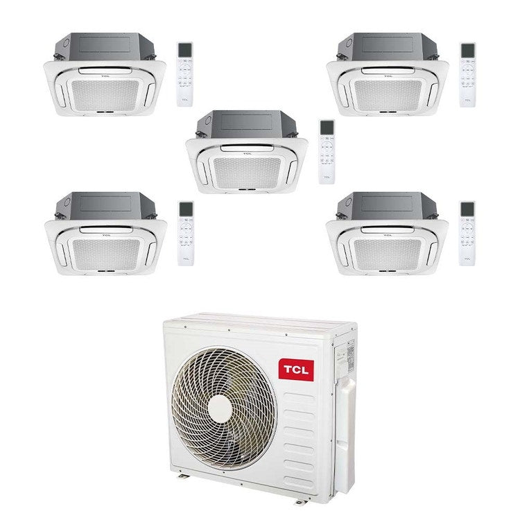 TCL 5-fach-Split-Klimagerät 4-Wege-Kassette, Inverter, WLAN, Weiß – Außengerät R32 12,2 kW, Innengeräte 12000+12000+12000+12000+12000 BTU MT4250+MN[12|12|12|12|12]SS1