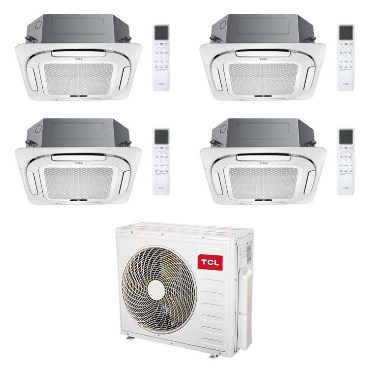 TCL 4-fach-Split-Klimagerät 4-Wege-Kassette, Inverter, WLAN, Weiß – Außengerät R32 12,2 kW, Innengeräte 12000+12000+18000+18000 BTU MT4250+MN[12|12]SS1+MN[18|18]SS3