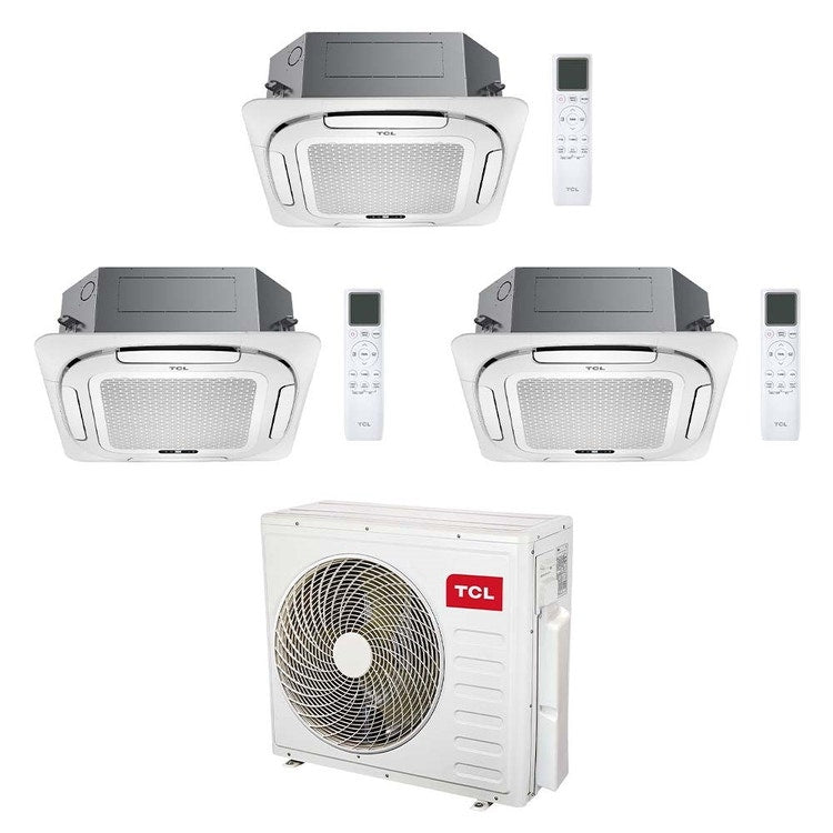 TCL 3-fach-Split-Klimagerät 4-Wege-Kassette, Inverter, WLAN, Weiß – Außengerät R32 12,2 kW, Innengeräte 12000+12000+18000 BTU MT4250+MN[12|12]SS1+MN[18]SS3