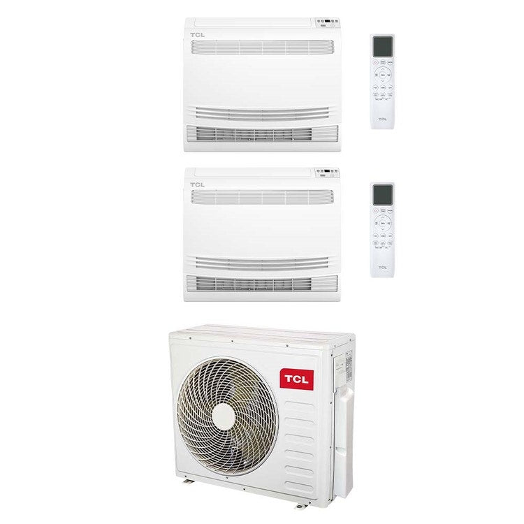 TCL 2-fach-Split-Klimagerät Konsole, Inverter, WLAN, Weiß – Außengerät R32 12,2 kW, Innengeräte 9000+18000 BTU MT4250+MN[09|18]Z2