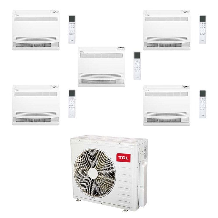 TCL 5-fach-Split-Klimagerät Konsole, Inverter, WLAN, Weiß – Außengerät R32 12,2 kW, Innengeräte 9000+9000+9000+9000+9000 BTU MT4250+MN[09|09|09|09|09]Z2