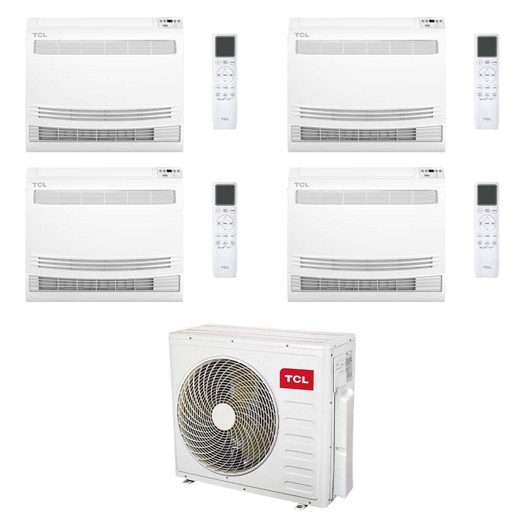 TCL 4-fach-Split-Klimagerät Konsole, Inverter, WLAN, Weiß – Außengerät R32 12,2 kW, Innengeräte 12000+12000+12000+12000 BTU MT4250+MN[12|12|12|12]Z2