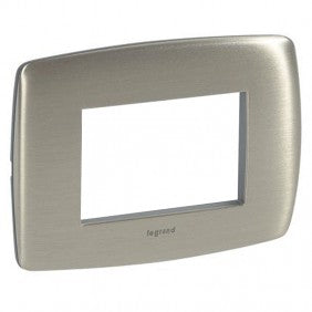 Legrand Vela Rundabdeckung Aluminium gebürstet 3 Module 685636 Vela 685636