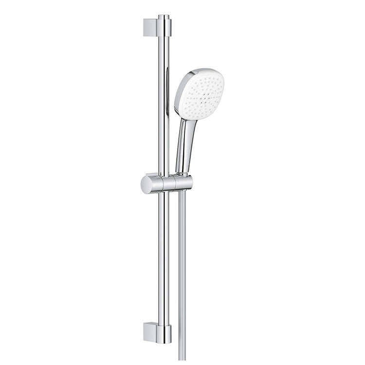Grohe Duschset mit Duschstange H. 60 cm, Einhebelarmatur Tempesta 110 27571003 2 Strahlen, Schlauch 175 cm, mit Verbrühschutzsystem, Chromoberfläche TEMPESTA CUBE 110 27578003