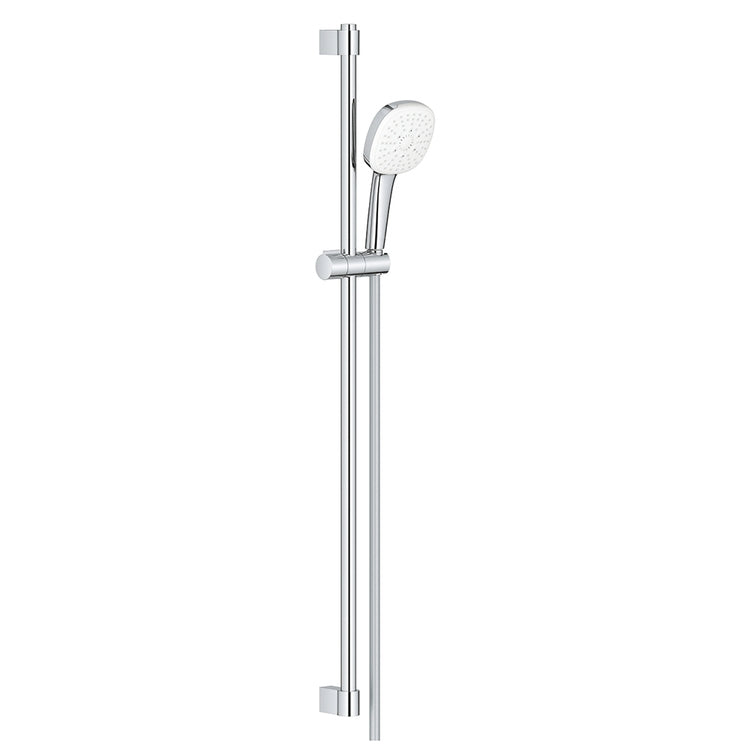 Grohe Duschset mit Duschstange H. 90 cm, Einhebelarmatur Tempesta 110 27572003 3 Strahlen und 175 cm Schlauch, mit Verbrühschutzsystem, Chromoberfläche TEMPESTA CUBE 110 27789003