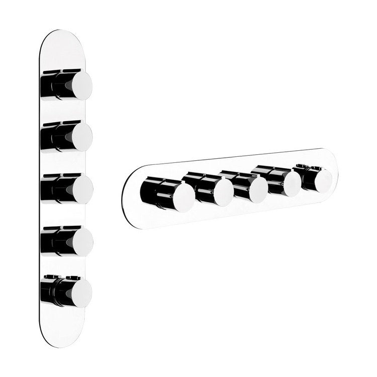 Gessi Tondo Thermostat-Wandmischer mit hoher Durchflussrate, 4 unabhängige Ausgänge, vertikale/horizontale Installation, ohne Unterputzkörper, Chrom-Finish WELLNESS 43068#031