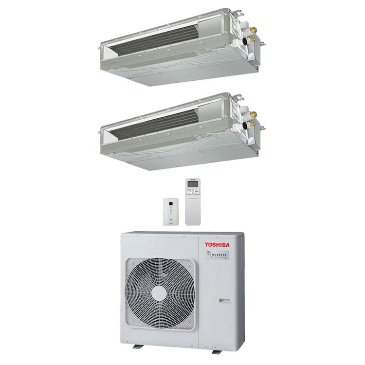 Toshiba 2-fach-Split-Klimagerät Kanalgerät, Inverter – Außengerät R32 7 kW, Innengeräte 7000+13000 BTU RAS-3M26G3AVG-E+RAS-M[07|13]U2DVG-E