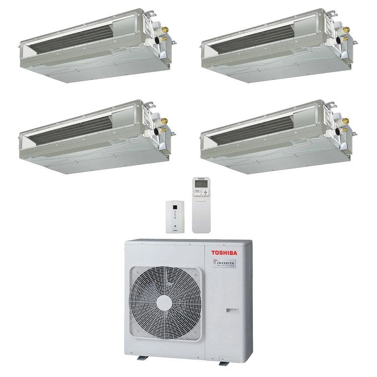 Toshiba 4-fach-Split-Klimagerät Kanalgerät, Inverter – Außengerät R32 10 kW, Innengeräte 7000+7000+7000+7000 BTU RAS-5M34G3AVG-E+RAS-M[07|07|07|07]U2DVG-E