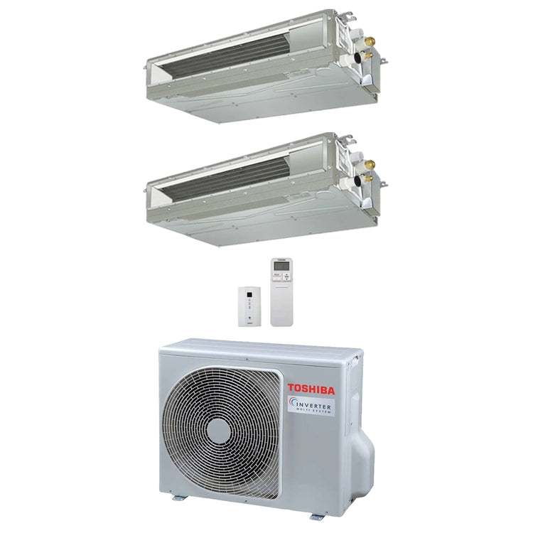 Toshiba 2-fach-Split-Klimagerät Kanalgerät, Inverter – Außengerät R32 5,2 kW, Innengeräte 16000+7000 BTU RAS-3M18G3AVG-E+RAS-M[16|07]U2DVG-E