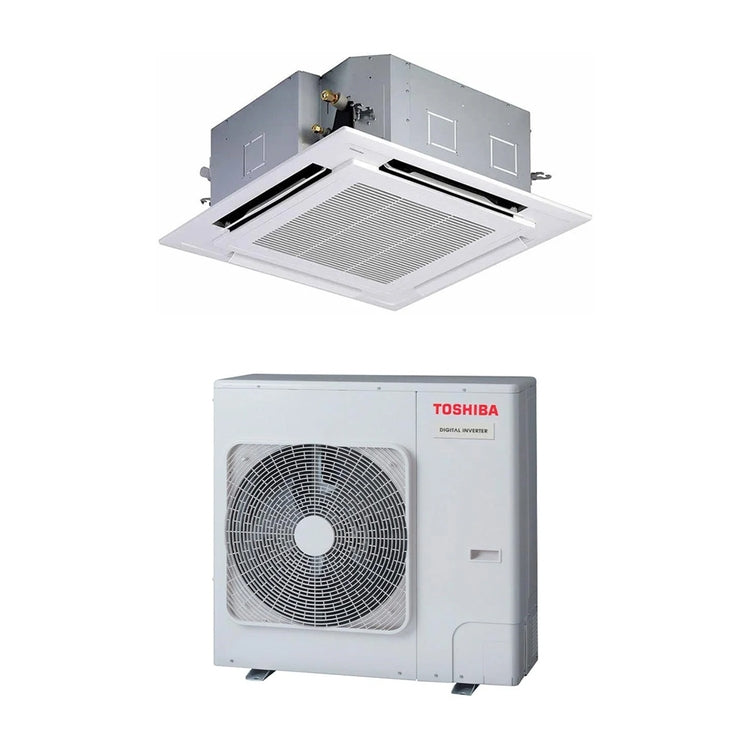 Toshiba Monosplit-Klimagerät 4-Wege-Kassette 90x90, Inverter – Außengerät Digital Inverter 9,5 kW, Innengerät 32000 BTU RAV-GM1101ATP-E+RAV-HM1101UTP-E