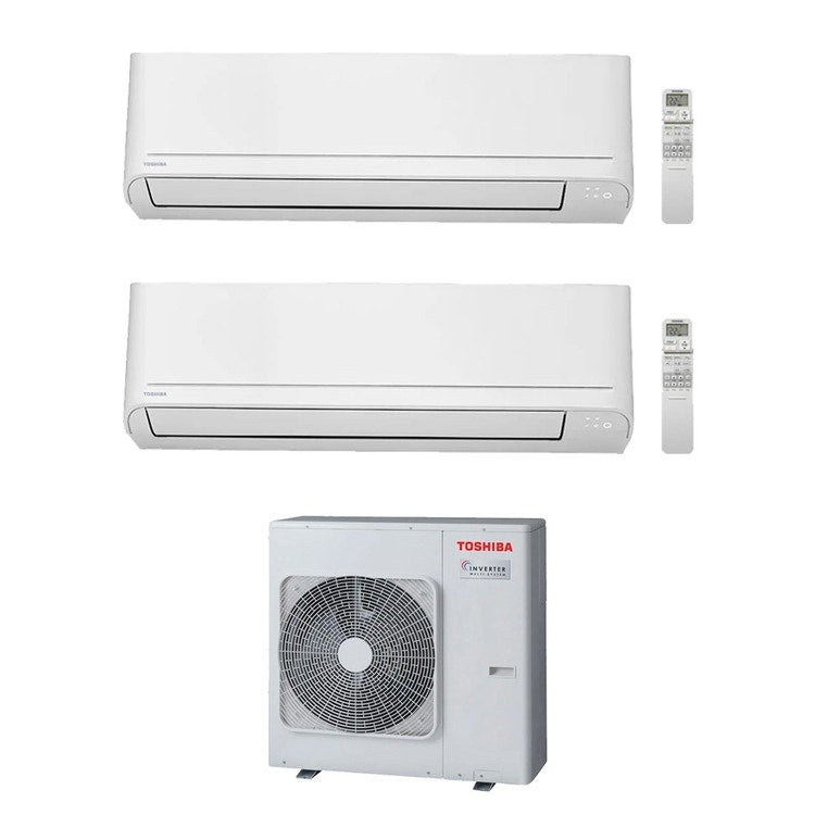 Toshiba 2-fach-Split-Klimagerät CLASSIC, Wandgerät, Inverter, Weiß – Außengerät R32 7 kW, Innengeräte 7000+24000 BTU RAS-3M26G3AVG-E+RASB[07|24]B2KVGE2