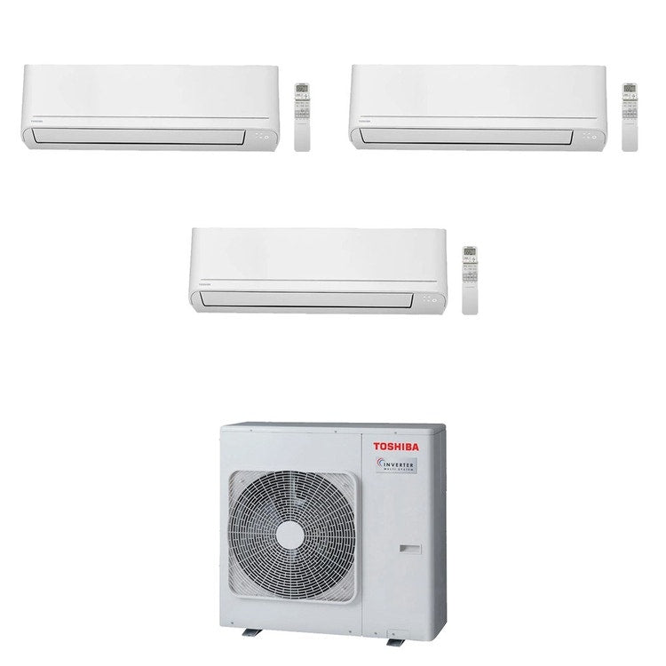 Toshiba 3-fach-Split-Klimagerät CLASSIC, Wandgerät, Inverter, Weiß – Außengerät R32 10 kW, Innengeräte 5000+5000+24000 BTU RAS-5M34G3AVG-E+RASB[05|05|24]B2KVGE2