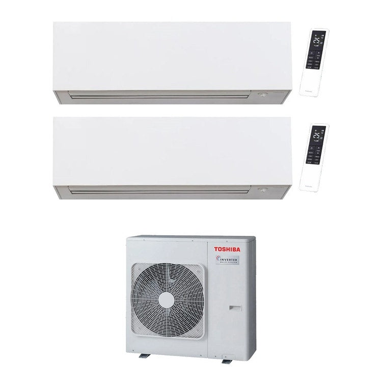 Toshiba 2-fach-Split-Klimagerät DAISEIKAI 10 WHITE, Wandgerät, Inverter, WLAN, Weiß – Außengerät R32 7,5 kW, Innengeräte 18000+18000 BTU RAS-3M26G3AVG-E+RAS-B[18|18]S4KVPG-E