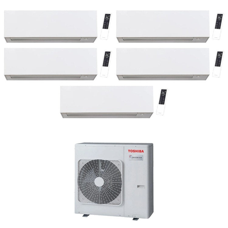 Toshiba 5-fach-Split-Klimagerät DAISEIKAI 10 WHITE, Wandgerät, Inverter, WLAN, Weiß – Außengerät R32 10 kW, Innengeräte 18000+18000+13000+10000+10000 BTU RAS-5M34G3AVG-E+RAS-B[18|18|13|10|10]S4KVPG-E