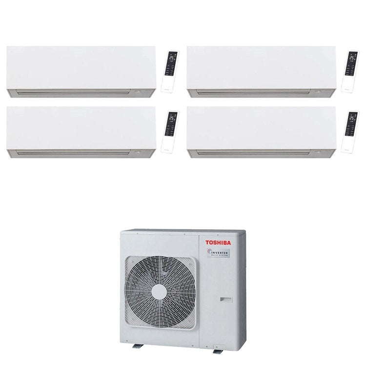 Toshiba 4-fach-Split-Klimagerät DAISEIKAI 10 WHITE, Wandgerät, Inverter, WLAN, Weiß – Außengerät R32 10 kW, Innengeräte 18000+13000+10000+10000 BTU RAS-5M34G3AVG-E+RAS-B[18|13|10|10]S4KVPG-E